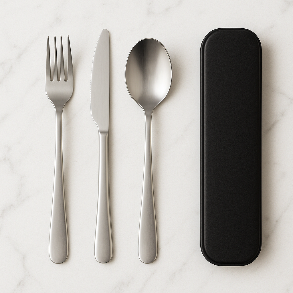 🍴 Set de Couverts Réutilisables en Acier Inoxydable